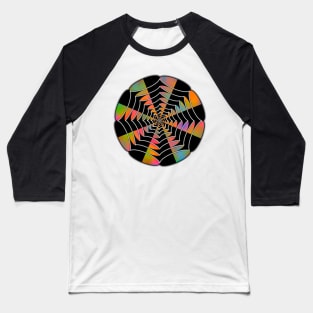 Neon Radio Wave Mandala - Intricate Digital Illustration, Colorful Vibrant and Eye-catching Design, Perfect gift idea for printing on shirts, wall art, home decor, stationary, phone cases and more. Baseball T-Shirt